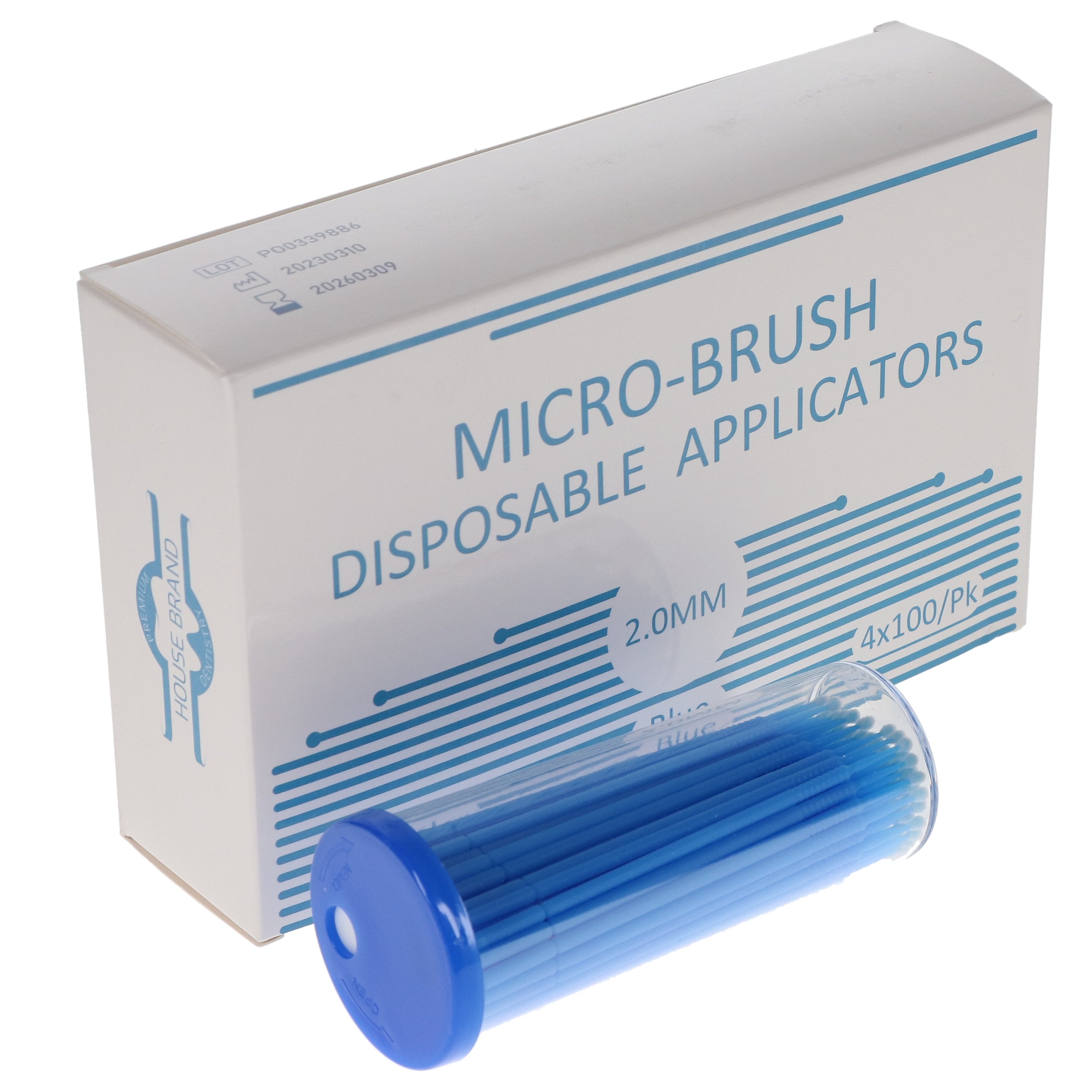 House Brand Dentistry 101316 Micro-Brush Disposable Applicators Regular Blue 4 x 100/Pk House Brand Dentistry 101316 Micro-Brush Disposable Applicators Regular Blue 4 x 100/Pk
